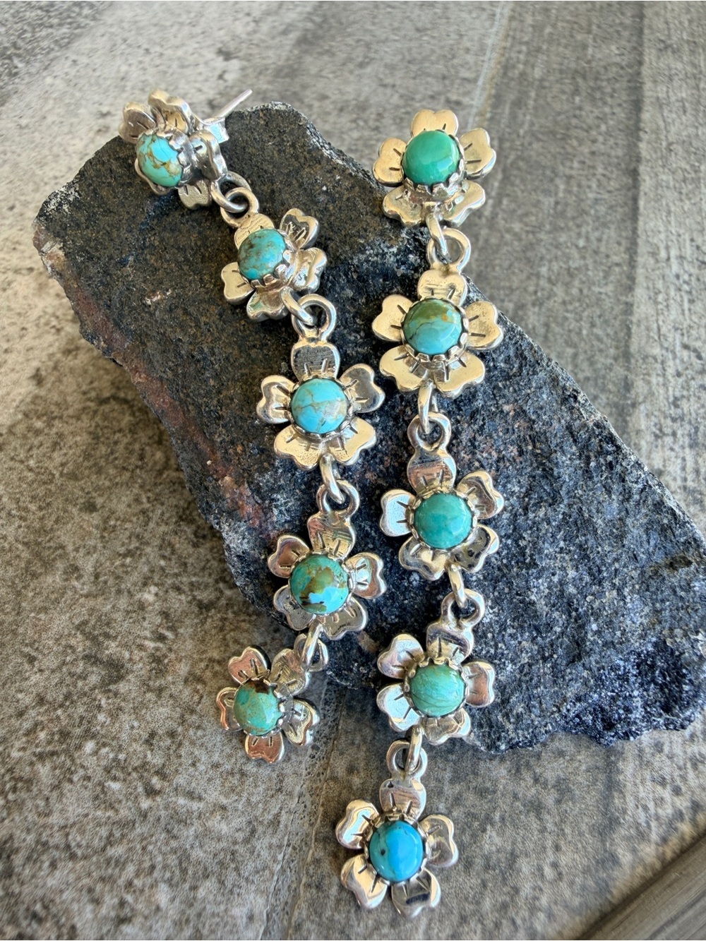 Turquoise Flower Drop Earrings